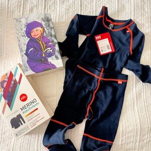 Helly Hansen Kids Pajama Set - Dark Blue with Red Trim